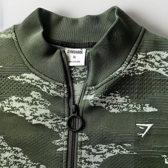 Gymshark Adapt Camo Seamless Track Jacket Moss Olive Aloe Green Size XL - Picture 3 of 5